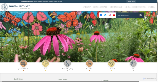 Security scan screenshot of https://townofmaynard-ma.gov/