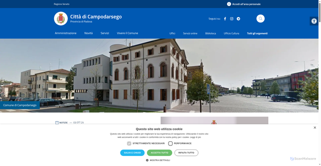 Security scan screenshot of https://www.comune.campodarsego.pd.it/