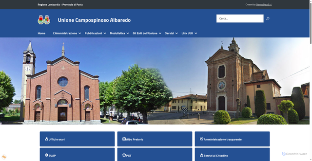 Security scan screenshot of https://www.unione.campospinosoalbaredo.pv.it/