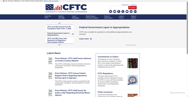 Security scan screenshot of https://www.cftc.gov/