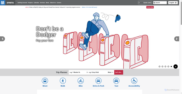 Security scan screenshot of https://www.sfmta.com/