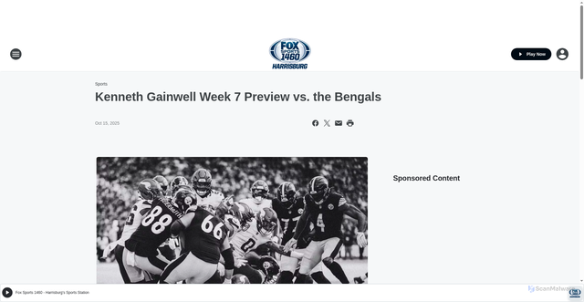 Security scan screenshot of https://foxsports1460.iheart.com/content/2025-10-15-kenneth-gainwell-week-7-preview-vs-the-bengals/