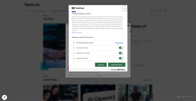 Security scan screenshot of https://tech.co