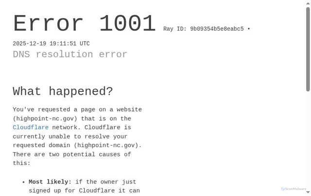 Security scan screenshot of http://highpoint-nc.gov/