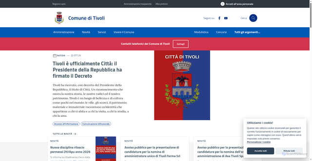 Security scan screenshot of https://www.comune.tivoli.rm.it/
