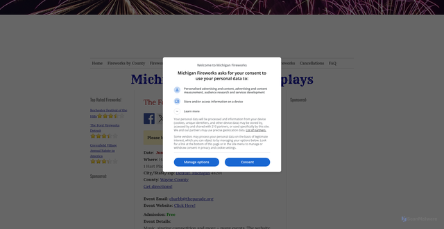 Security scan screenshot of https://michiganfireworks.com/events/detroit-fireworks/