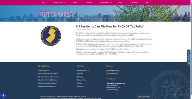 Security scan screenshot of https://www.guttenbergnj.org/News/View/7774/nj-residents-can-file-now-for-anchor-tax-relief