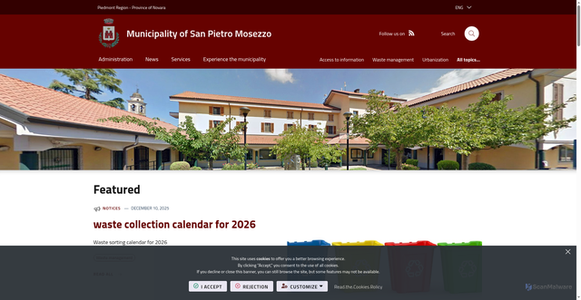 Security scan screenshot of https://www.comune.sanpietromosezzo.no.it/it-it/home