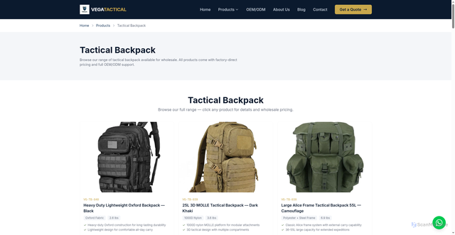 Security scan screenshot of https://vegatactical.pages.dev/products/tactical-packs-bags/tactical-backpack