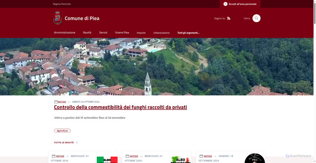 Security scan screenshot of https://www.comune.piea.at.it/