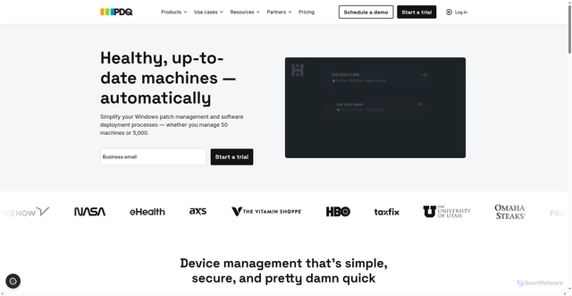 Security scan screenshot of https://www.pdq.com