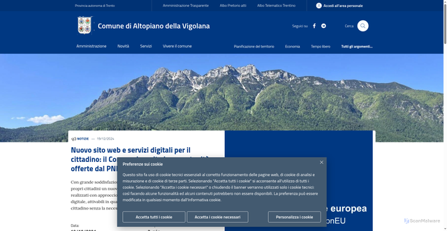 Security scan screenshot of https://www.comune.vigolana.tn.it