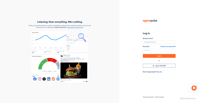 Security scan screenshot of https://app.agorapulse.com