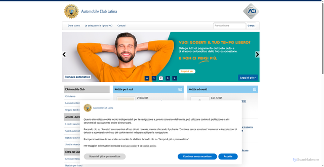 Security scan screenshot of https://latina.aci.it/
