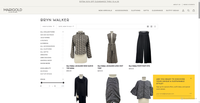 Security scan screenshot of https://marigoldclothing.com/collections/bryn-walker