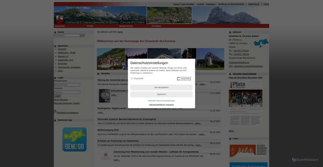 Security scan screenshot of https://www.santacristina.eu/system/web/default.aspx