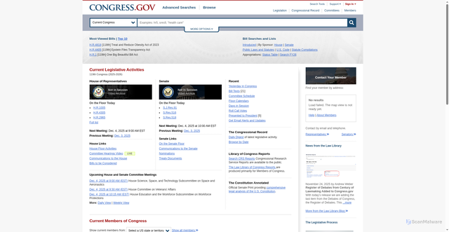 Security scan screenshot of https://www.congress.gov/