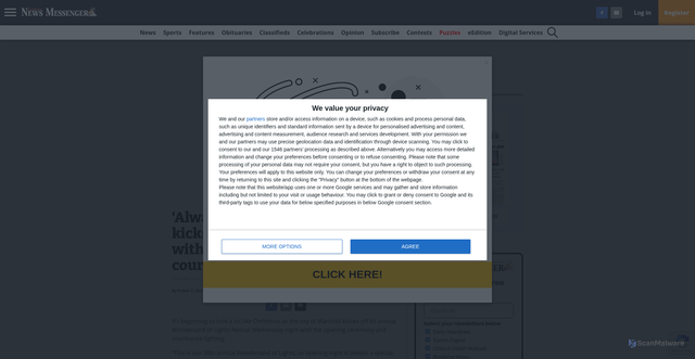 Security scan screenshot of https://marshallnewsmessenger.com/2025/11/27/always-a-special-time-marshall-kicks-off-wonderland-of-lights-with-opening-ceremony-courthouse-lighting/