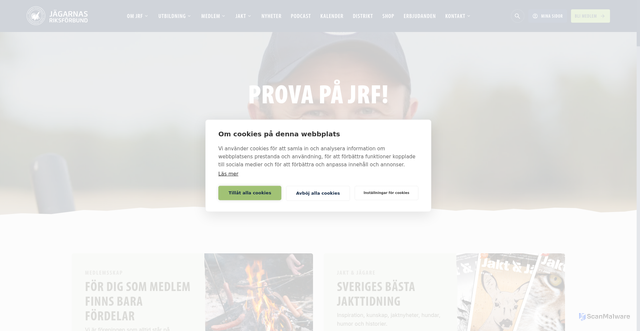 Security scan screenshot of https://jagarnasriksforbund.se