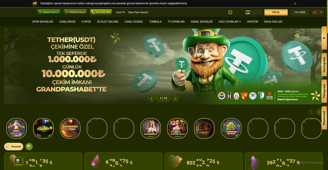 Security scan screenshot of https://grandpasjabet7028.com/account/TransactionsHistory