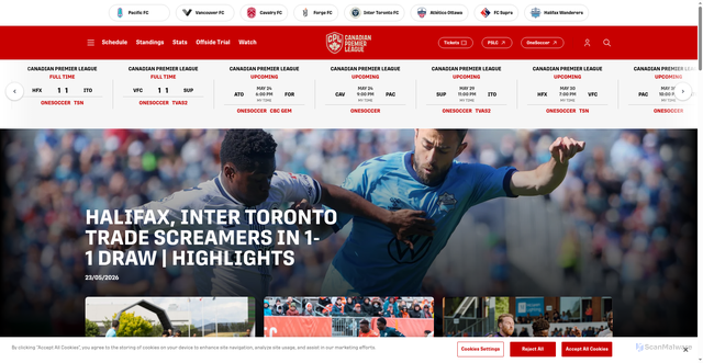 Security scan screenshot of https://www.cplsoccer.com/