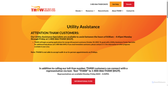 Security scan screenshot of https://thawfund.org/assistance-2/