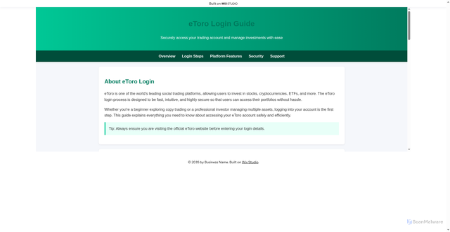 Security scan screenshot of https://etorrologon.wixstudio.com/login-en
