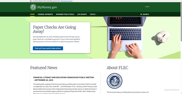 Security scan screenshot of https://www.mymoney.gov/