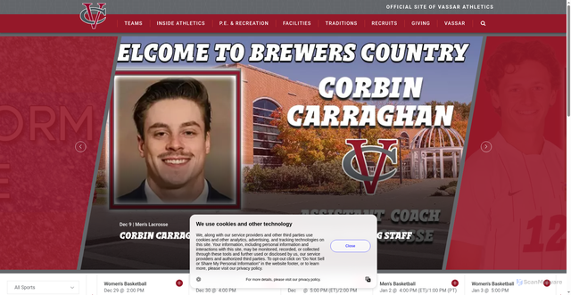 Security scan screenshot of https://www.vassarathletics.com/