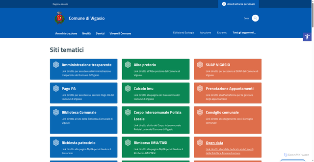 Security scan screenshot of https://www.comune.vigasio.vr.it
