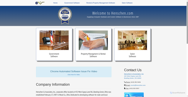 Security scan screenshot of https://henschen.com