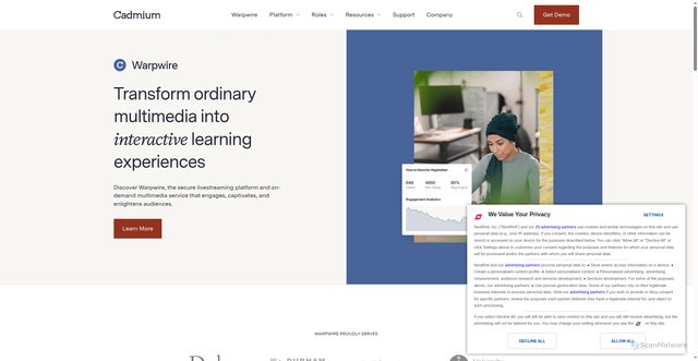 Security scan screenshot of https://warpwire.com