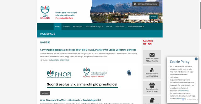 Security scan screenshot of https://www.opibelluno.it/