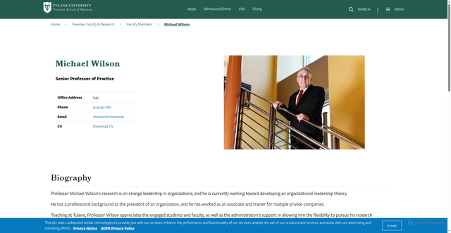 Security scan screenshot of https://freeman.tulane.edu/faculty-research/management/michael-wilson