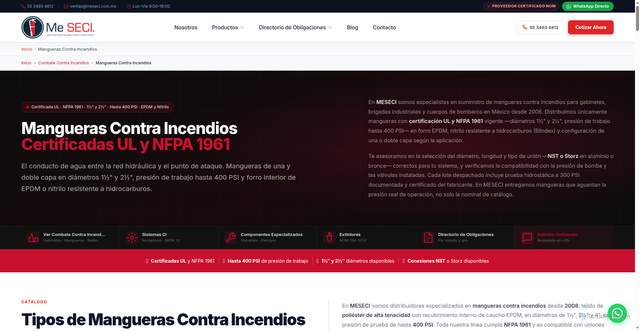 Security scan screenshot of https://meseci.pages.dev/mangueras-contra-incendios