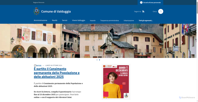 Security scan screenshot of https://www.comune.valduggia.vc.it/