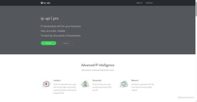 Security scan screenshot of https://pro.ip-api.com/