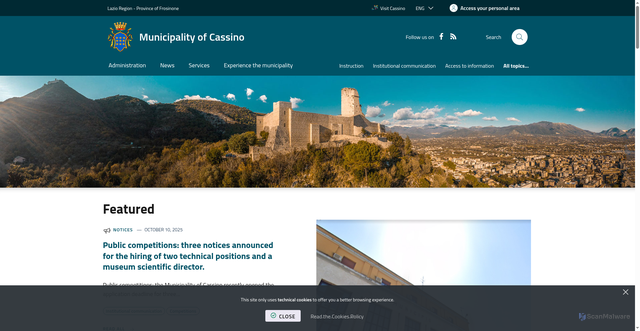 Security scan screenshot of https://www.comune.cassino.fr.it/it-it/home