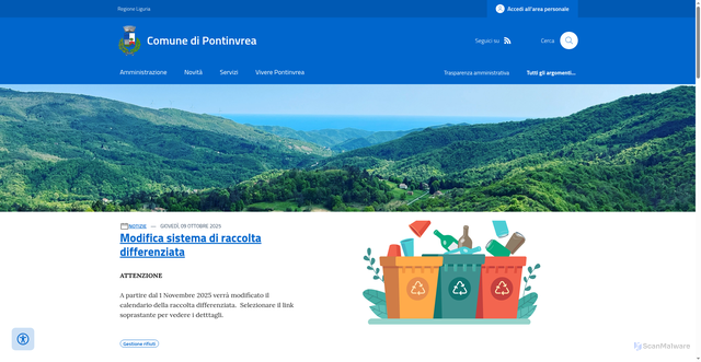 Security scan screenshot of https://www.comune.pontinvrea.sv.it