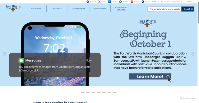 Security scan screenshot of https://www.fortworthtexas.gov/