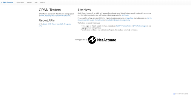 Security scan screenshot of https://www.cpantesters.org