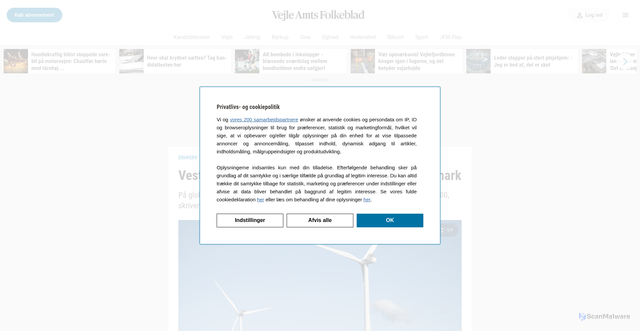 Security scan screenshot of https://vafo.dk/erhverv/vestas-vil-skaere-190-stillinger-paa-kontorer-i-danmark