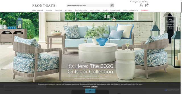 Security scan screenshot of https://www.frontgate.com/