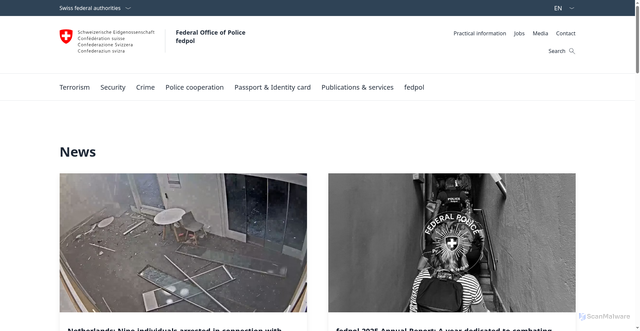 Security scan screenshot of https://www.fedpol.admin.ch/en