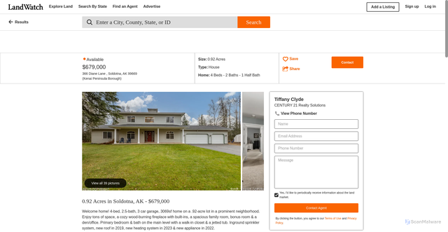 Security scan screenshot of https://www.landwatch.com/kenai-peninsula-borough-alaska-homes-for-sale/pid/424735850