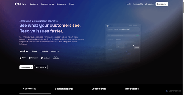 Security scan screenshot of https://fullview.io