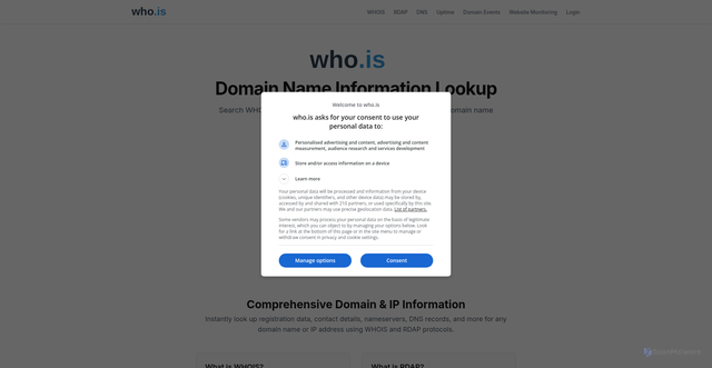 Security scan screenshot of https://who.is