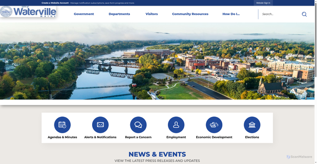Security scan screenshot of https://waterville-me.gov/