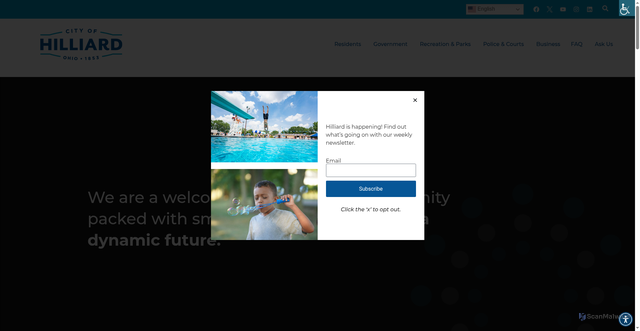 Security scan screenshot of https://hilliardohio.gov/