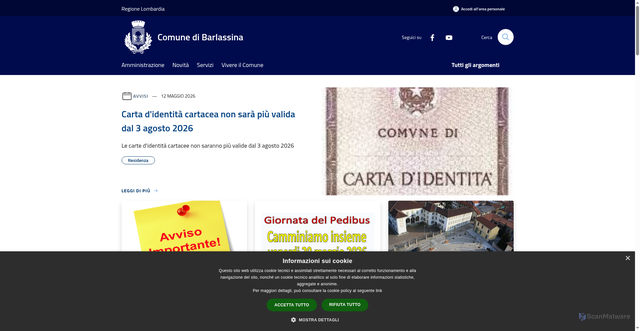 Security scan screenshot of https://www.comune.barlassina.mb.it